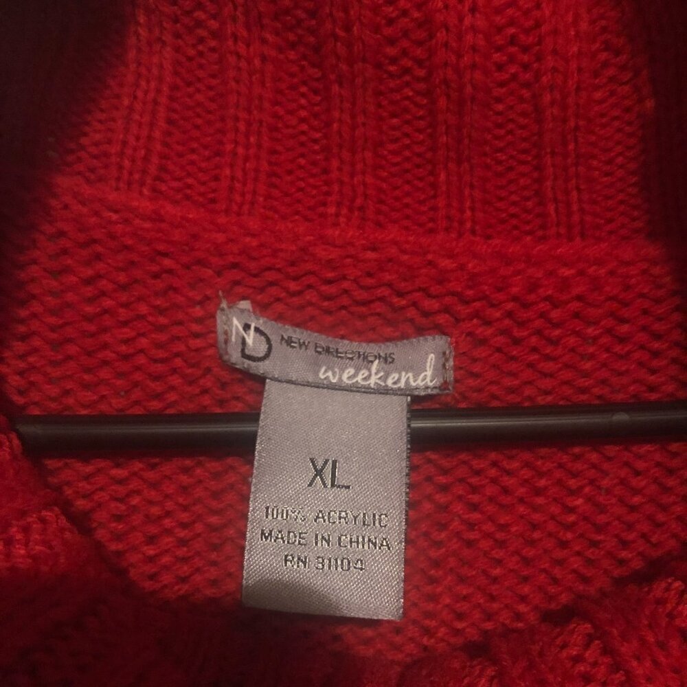 New Directions Weekend red short sleeve cowl neck‎ collar sweater XL - Picture 2 of 4